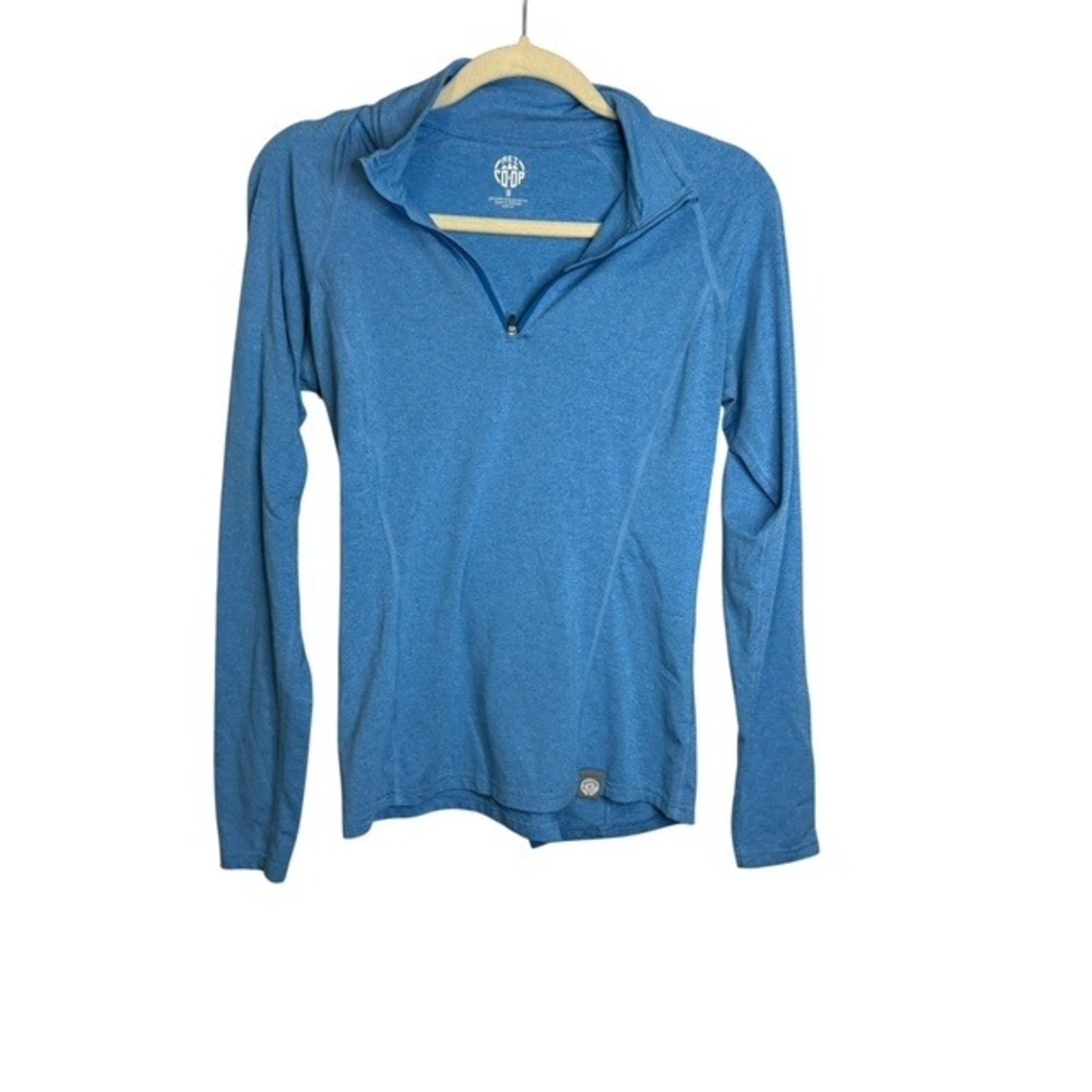 REI Co-op Top Women's Small Quarter Zip Long Sleeve Active Blue Heathered